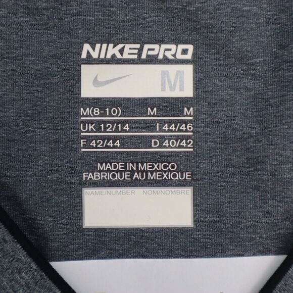 Nike Pro Shirt Womens M Gray Plain Dri Fit V Neck Short Sleeve Pullover Tee - Picture 2 of 15